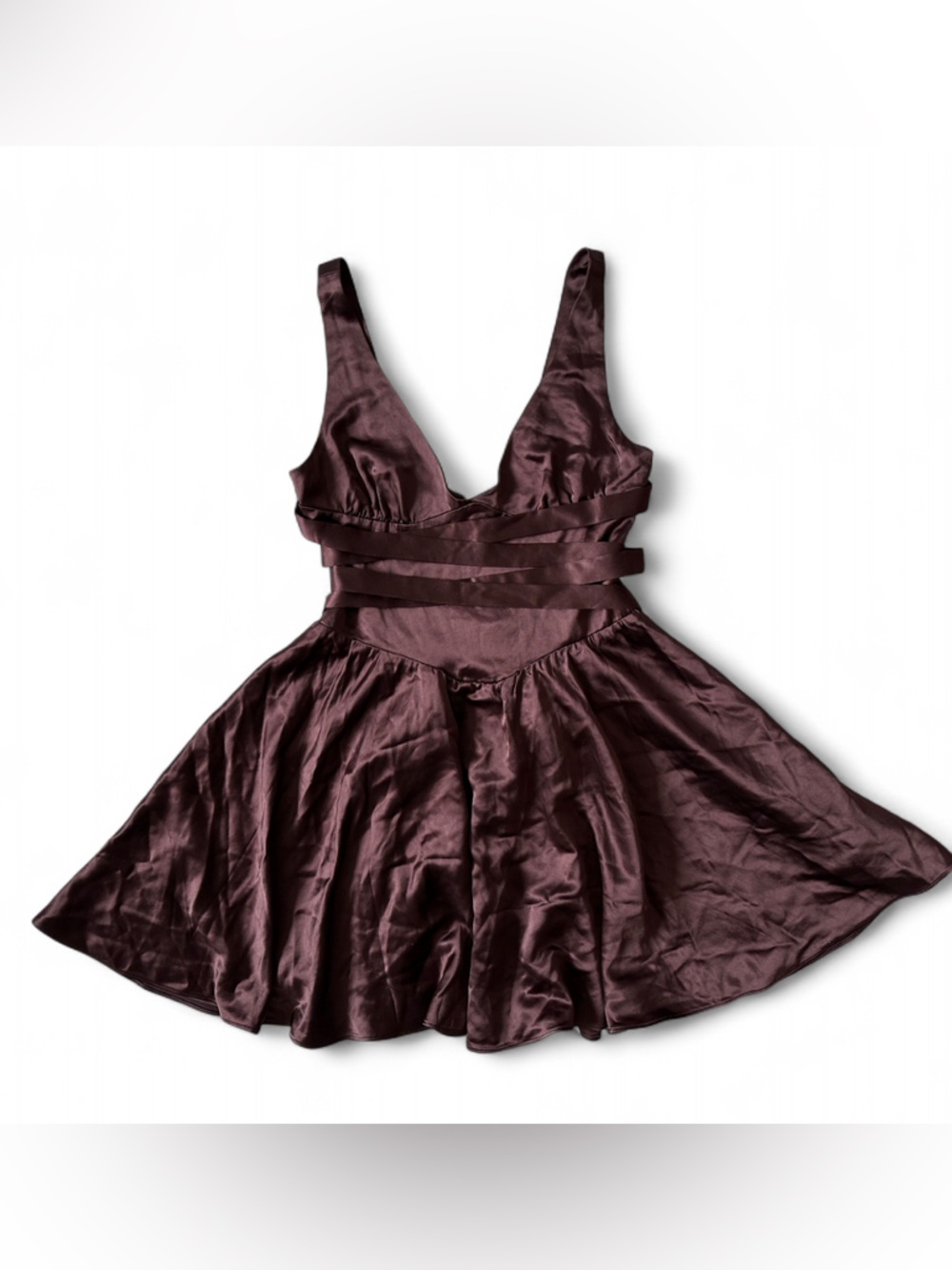 House of CB Shiema Rich Brown Mini Dress Women’s - Size Medium Long - Picture 3 of 13